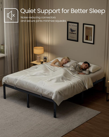 VASAGLE sturdy frame with nine steel legs and noise-free connectors for quiet nights.