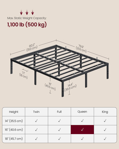 VASAGLE easy assembly with quick-lock slats and labeled parts.