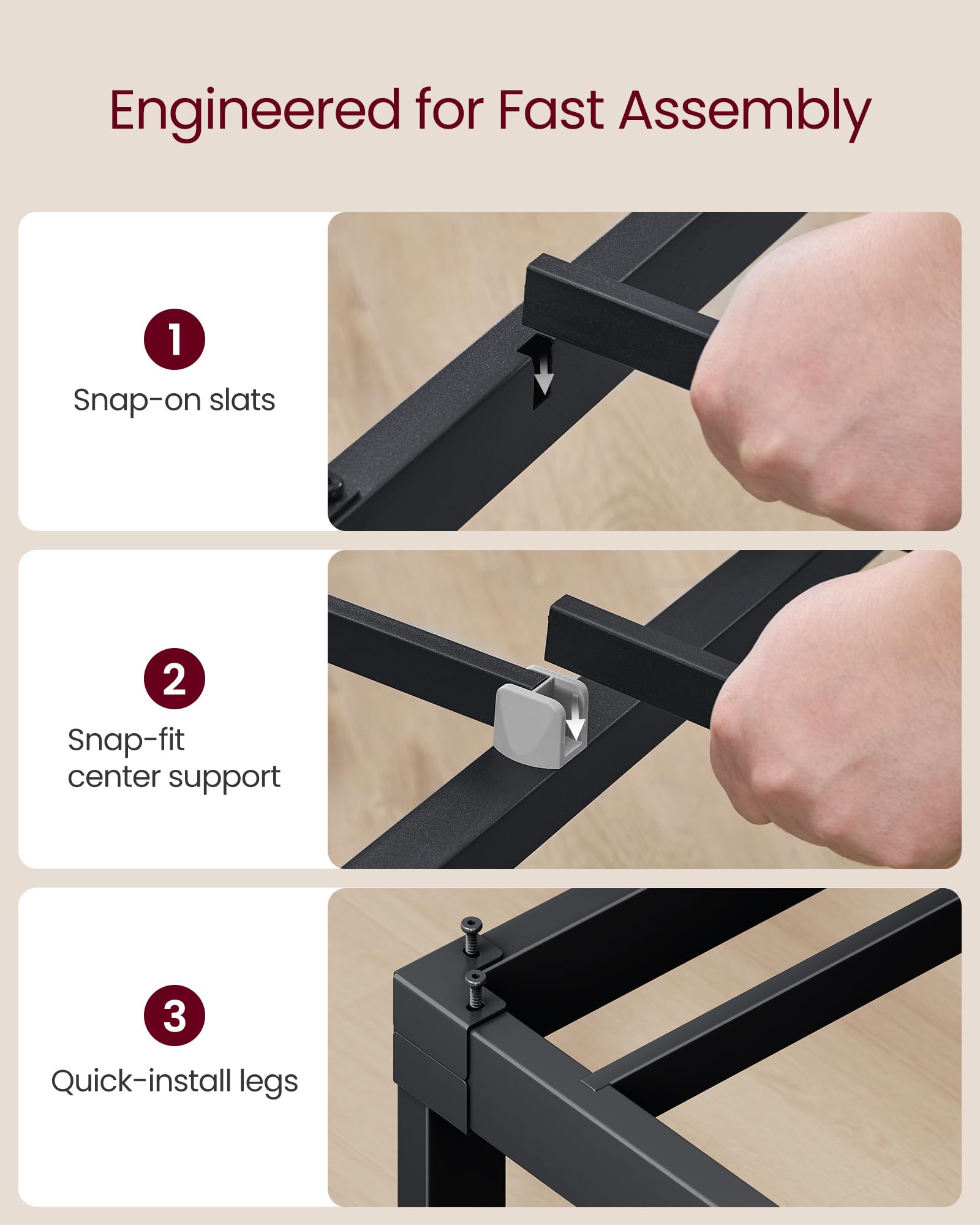 VASAGLE under-bed storage maximizes space for seasonal items and suitcases.