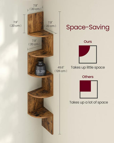 VASAGLE corner shelf in bedroom for organized storage