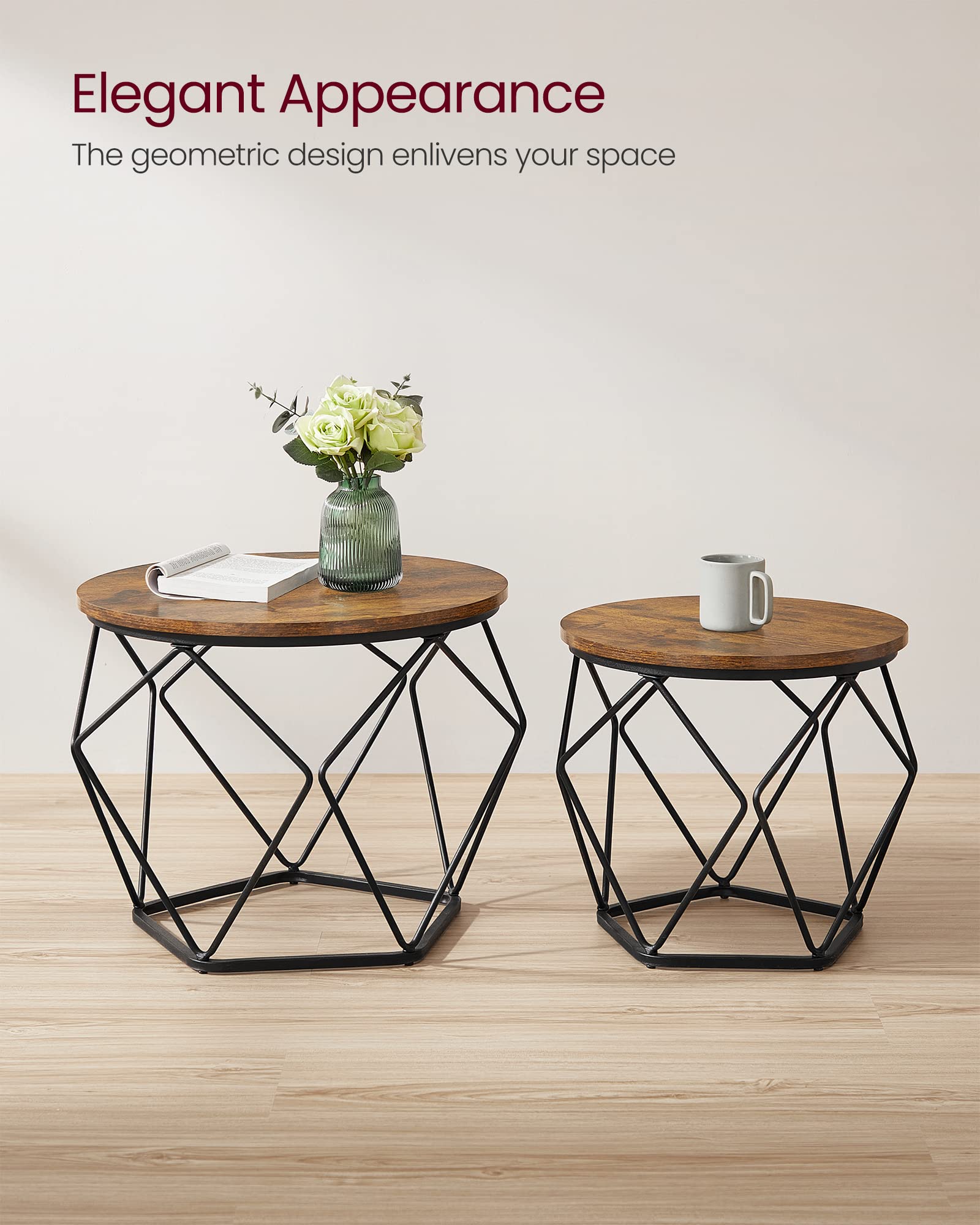 VASAGLE bedroom side table with compact footprint.