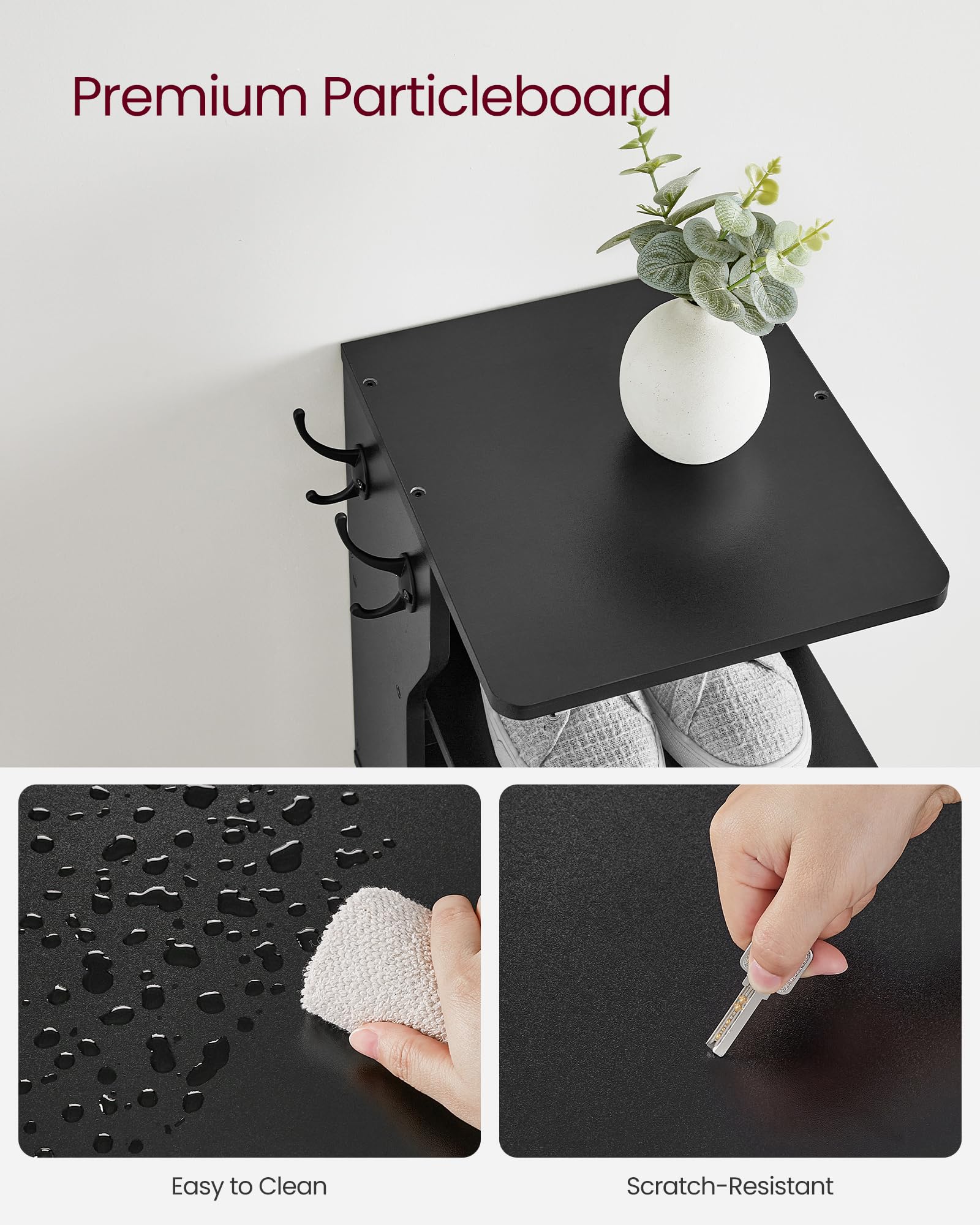 VASAGLE black slim corner shelf ideal for hallway storage