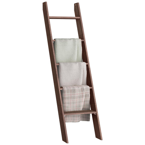 VASAGLE blanket ladder in maroon brown displaying quilts for cozy living room decor