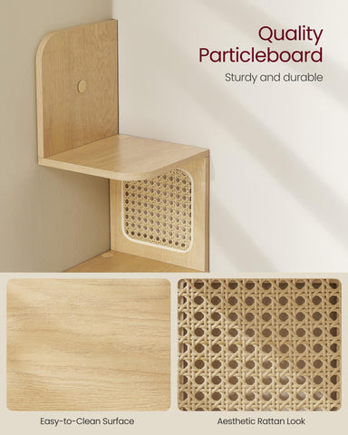 VASAGLE boho-charm shelf features zigzag design for living room decor.