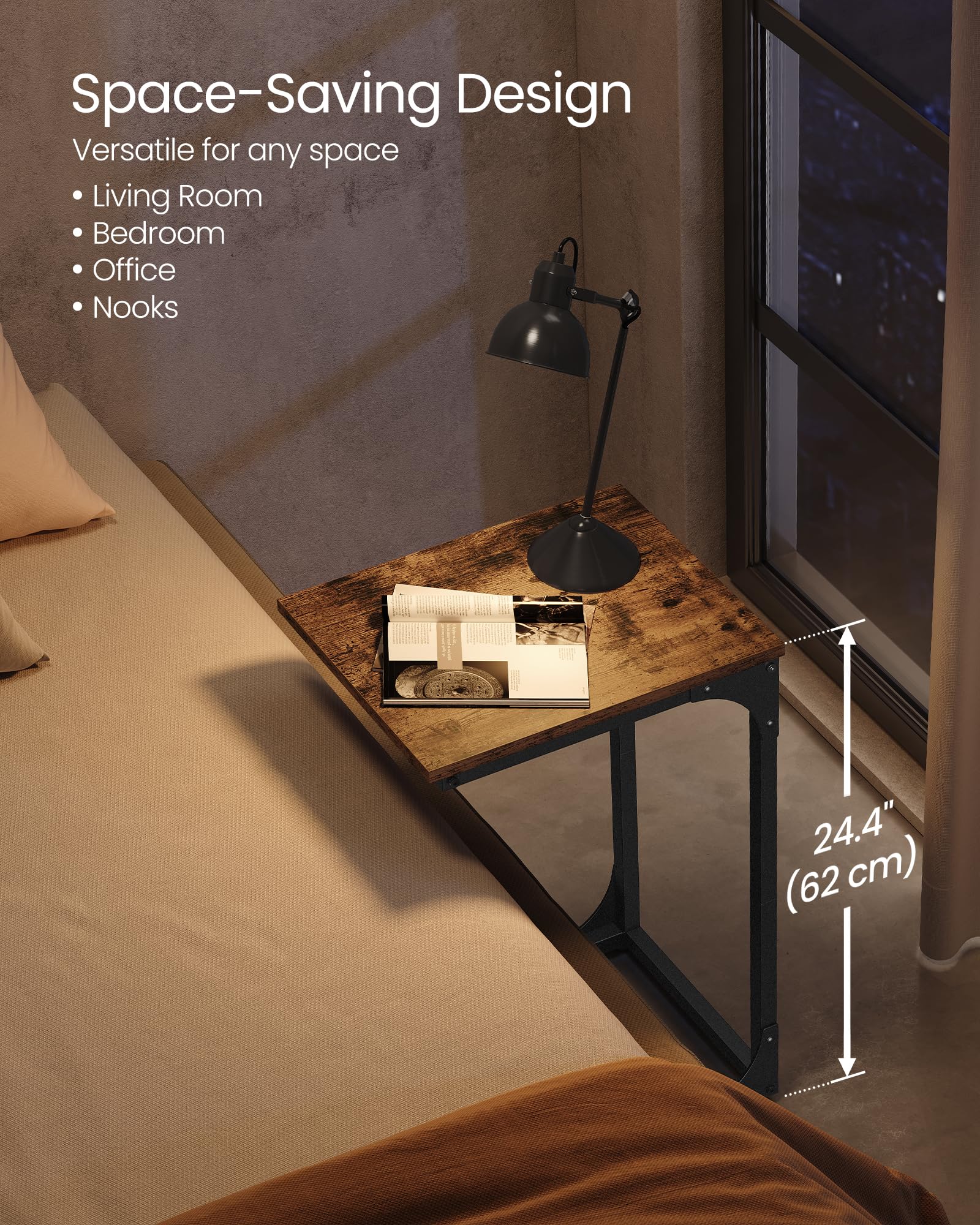 VASAGLE C-shaped end table metal frame close-up highlights sturdy construction