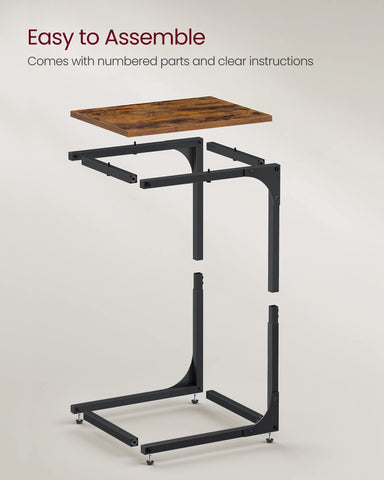 VASAGLE C-Shaped End Table set 2 easy assembly with numbered parts