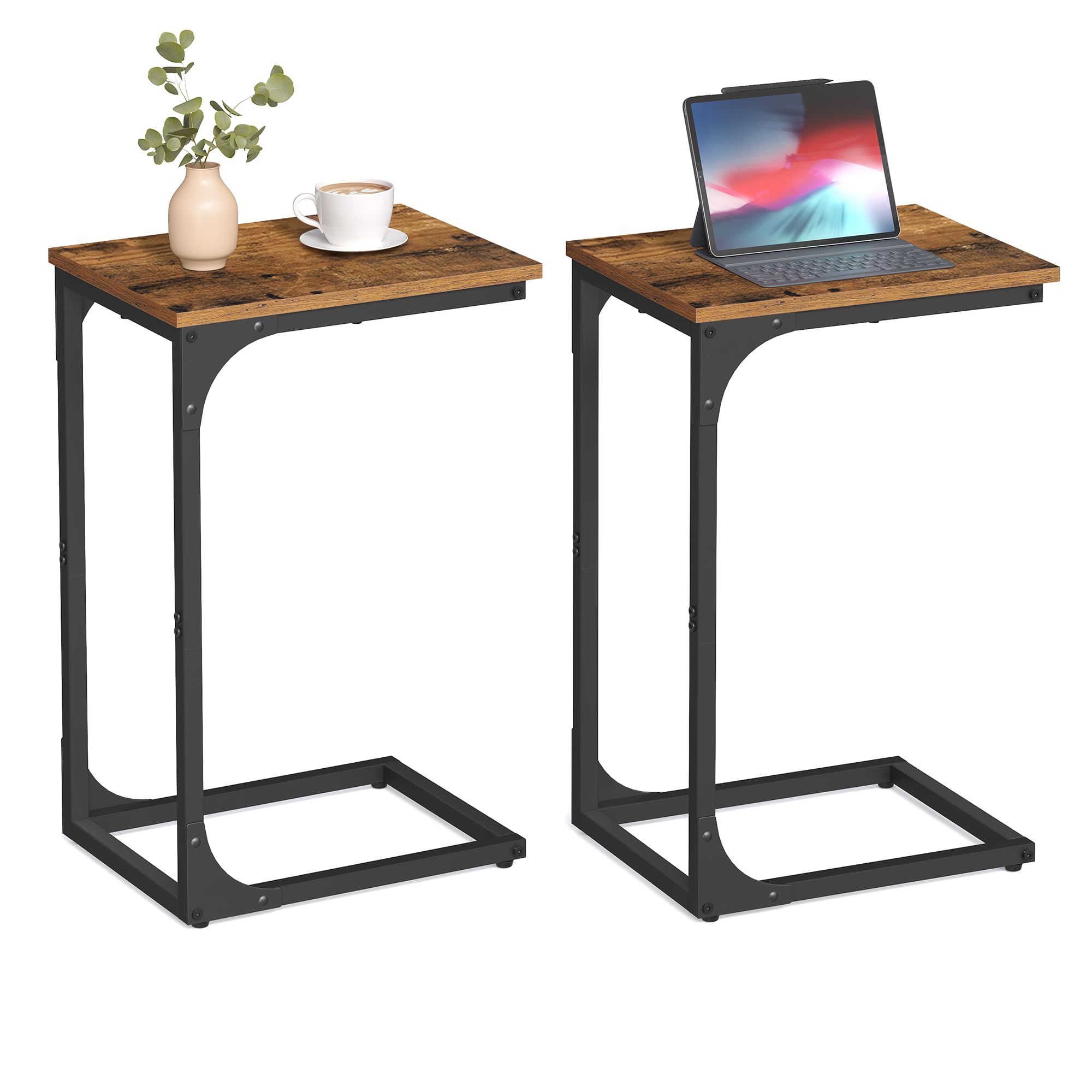 VASAGLE C-Shaped End Table set 2 with slim profile beside sofa for easy reach