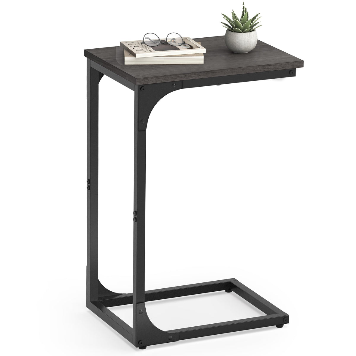 VASAGLE C-Shaped End Table beside sofa for easy reach.