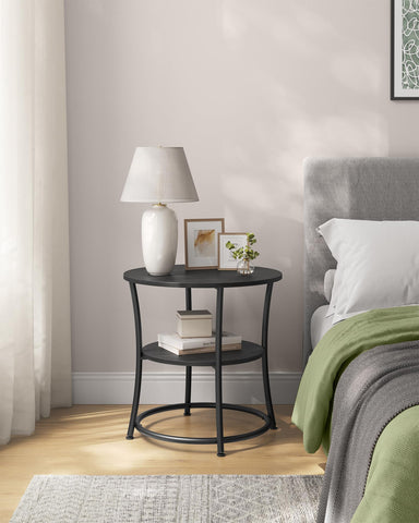 VASAGLE charcoal gray and ink black finish complements modern decor.
