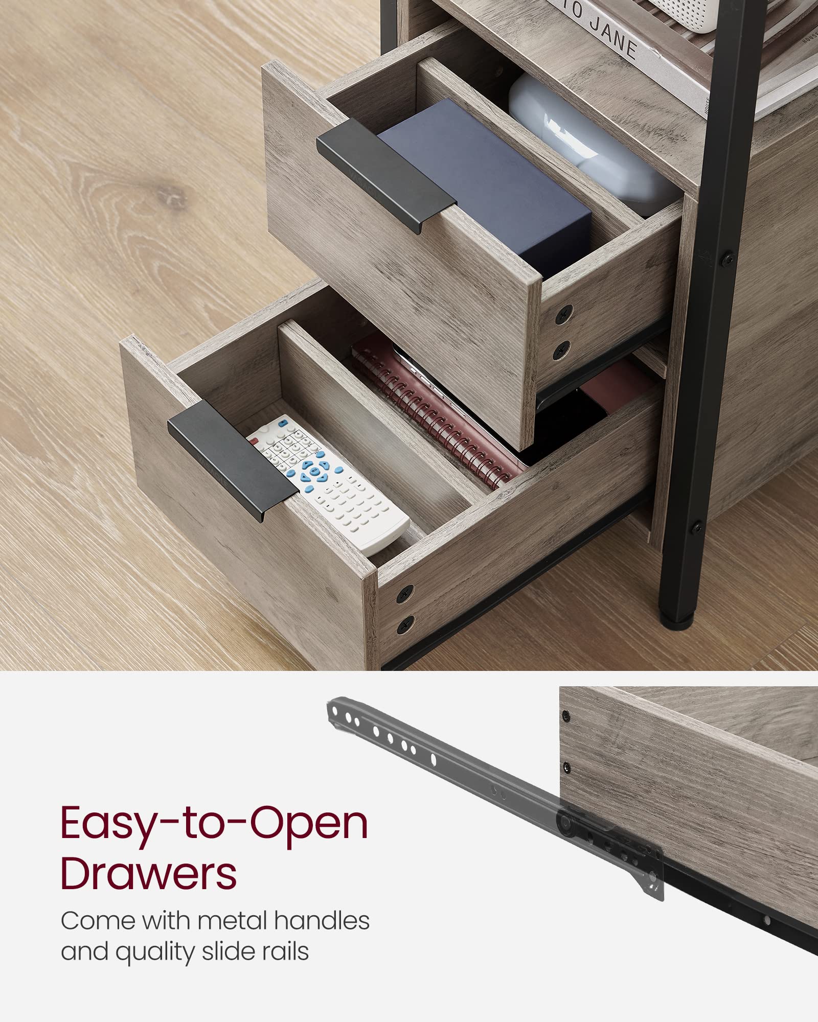VASAGLE close-up shows easy-to-grab handles for daily use.