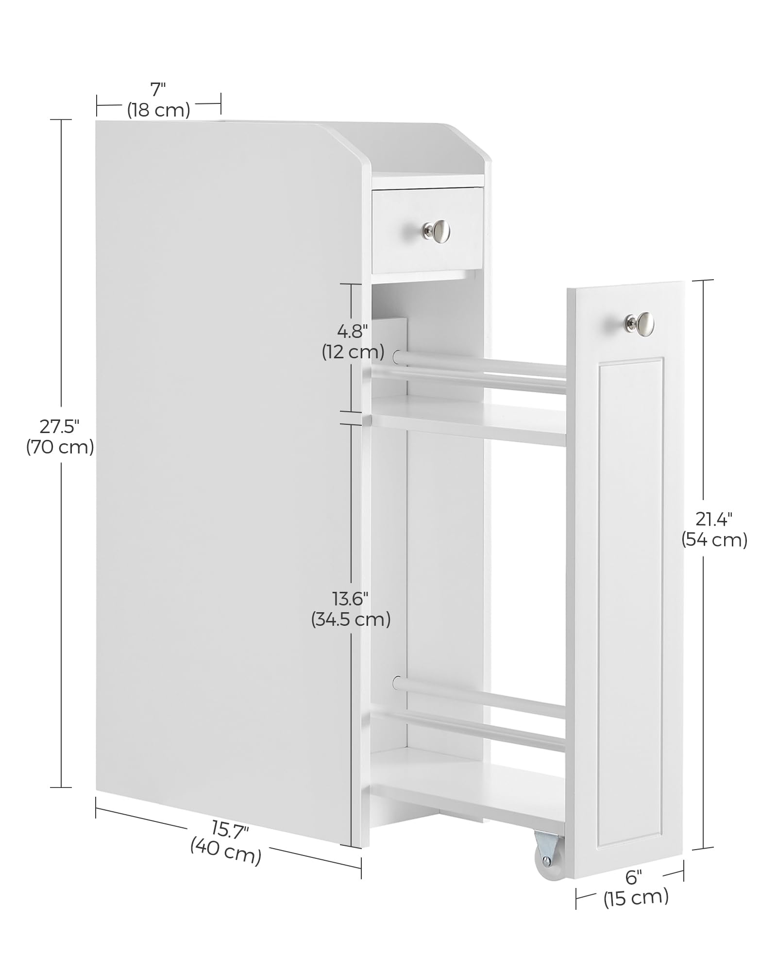 VASAGLE cloud-white finish complements small spaces and interiors.