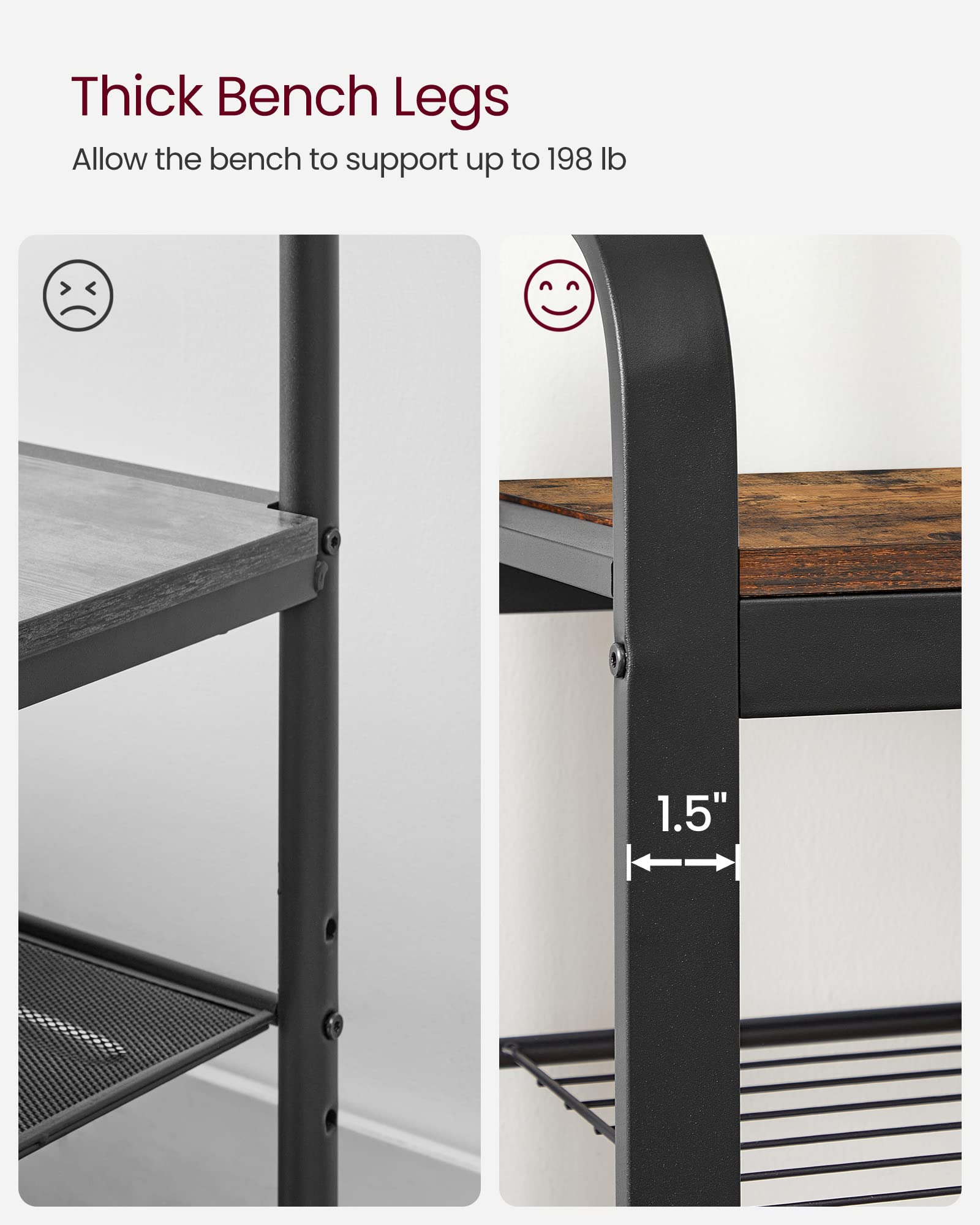 VASAGLE coat rack dimensions 13.3 x 33.1 x 72.1 inches fits small foyers.