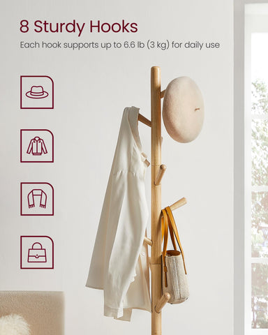 VASAGLE Coat Rack height options show versatile placement for family members.