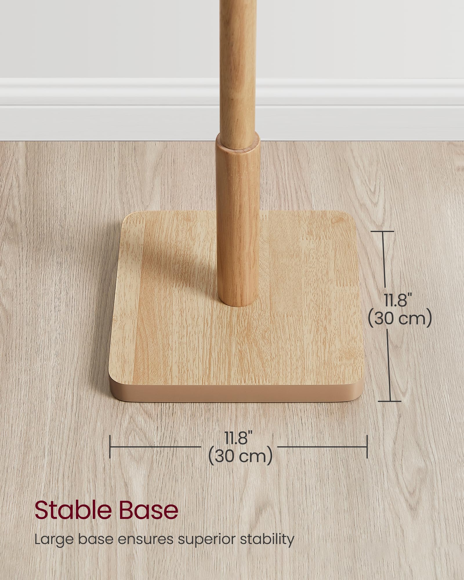 VASAGLE Rubberwood texture close-up shows natural warmth and durable finish.