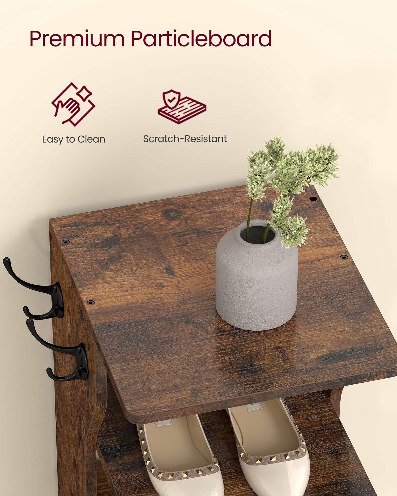 VASAGLE rustic brown finish adds warm style to entryway