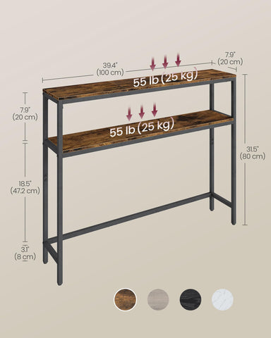 VASAGLE console table compact size fits narrow hallways and foyers