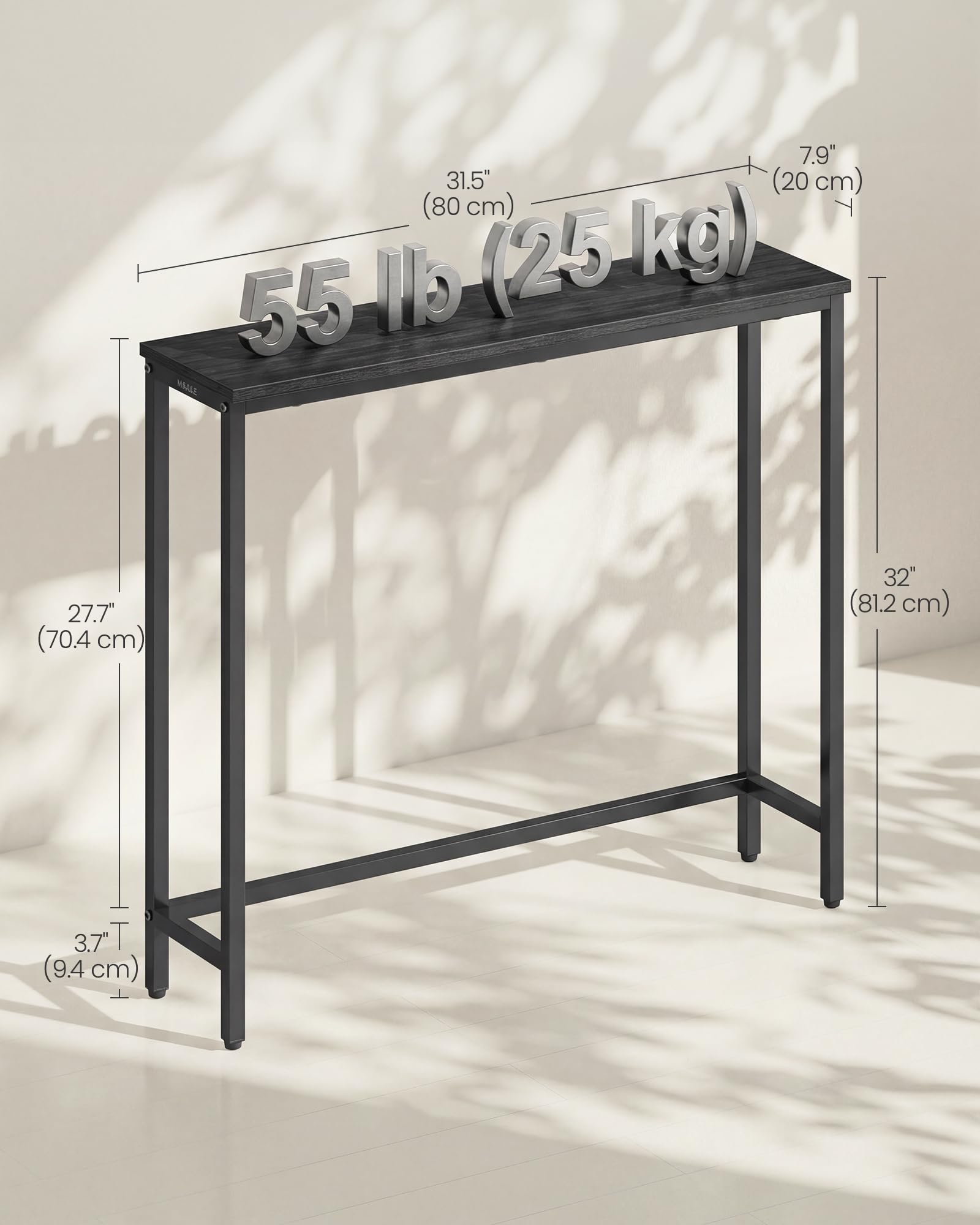 VASAGLE console table in entryway setup with keys and lamp