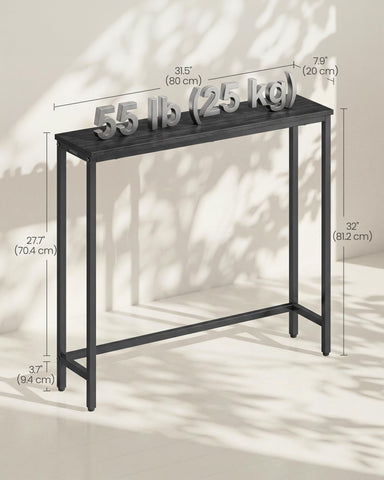 VASAGLE console table in entryway setup with keys and lamp