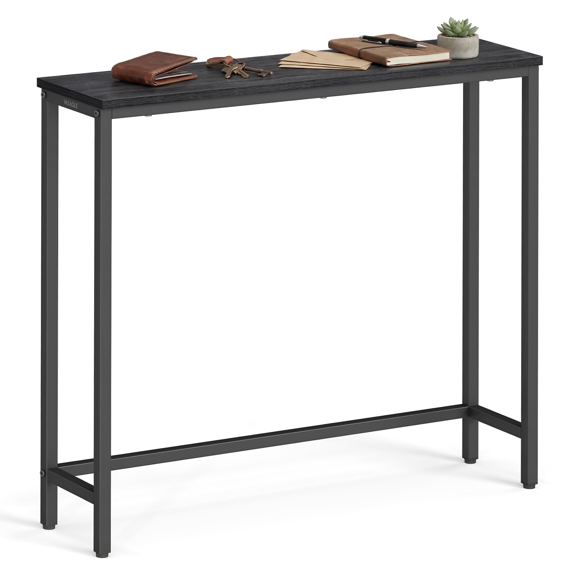 VASAGLE console table front view with a single piece top and slim profile