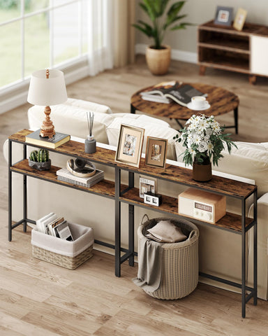 VASAGLE console table living room decor idea for displaying frames and vases