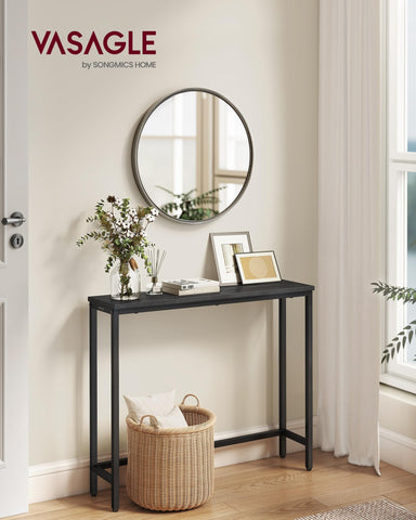 VASAGLE console table side profile showing sleek lines and compact depth