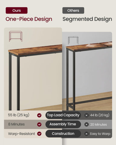 VASAGLE console table with sturdy steel legs for daily stability.