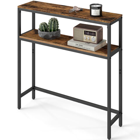 VASAGLE console table in entryway showing two-tier design for tidy storage