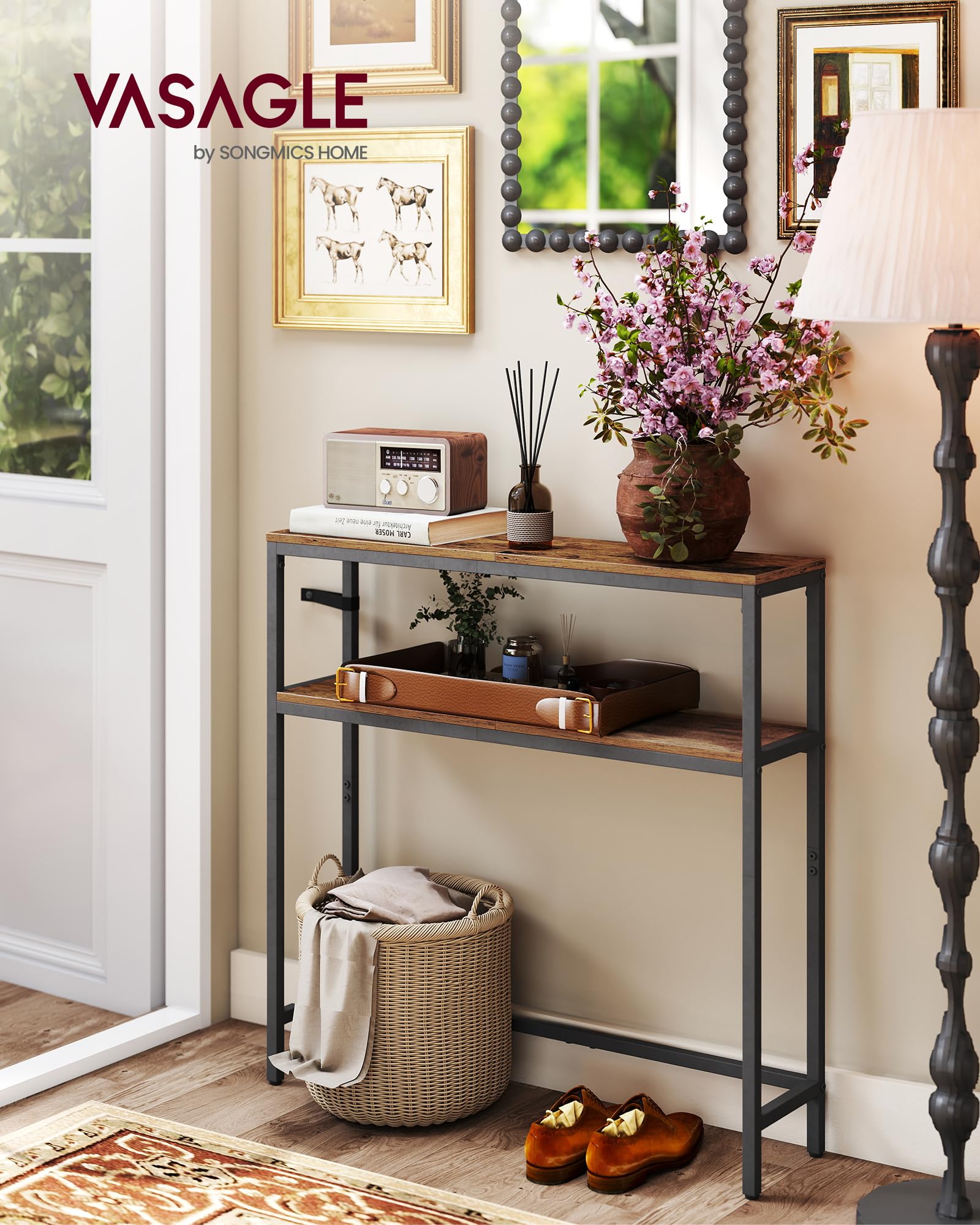 VASAGLE table with two shelves ready to organize books and decor