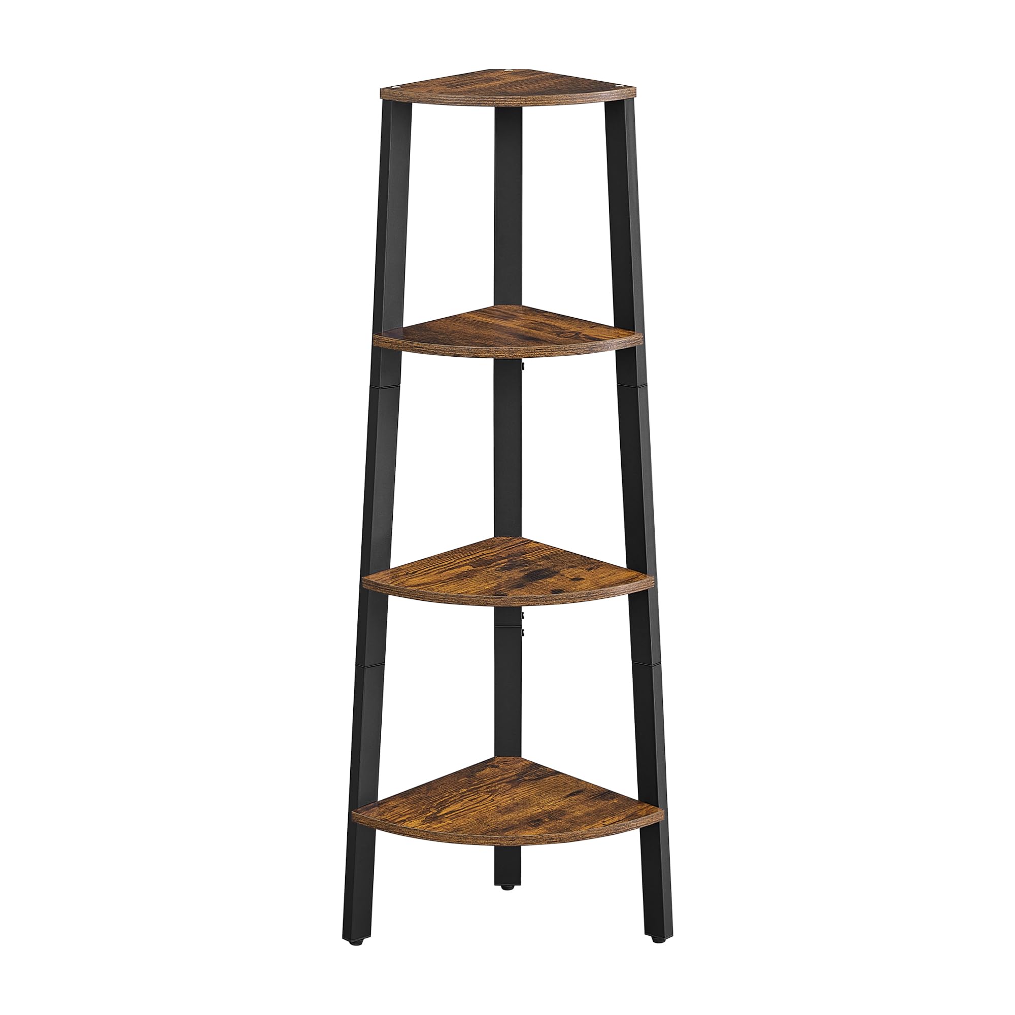 VASAGLE corner shelf stand 4-tier displays compact storage for books and decor.