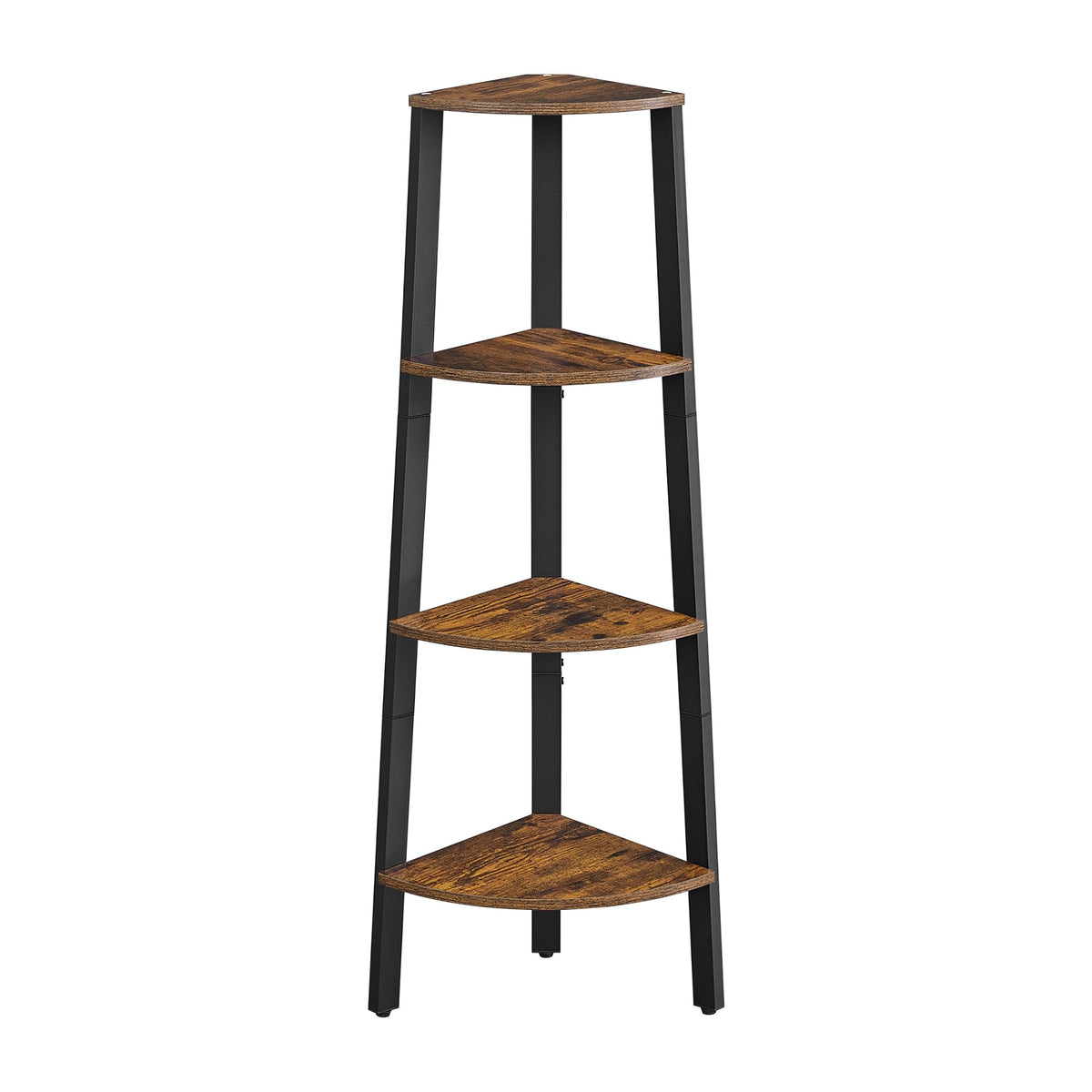 VASAGLE corner shelf stand 4-tier displays compact storage for books and decor.