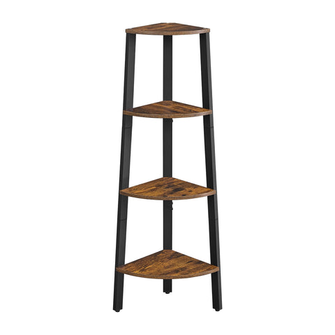 VASAGLE corner shelf stand 4-tier displays compact storage for books and decor.