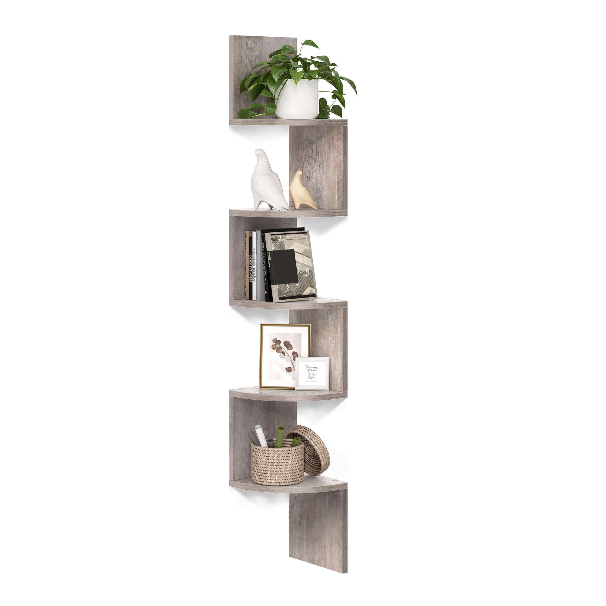 VASAGLE corner shelf wall mount five-tier design for compact storage