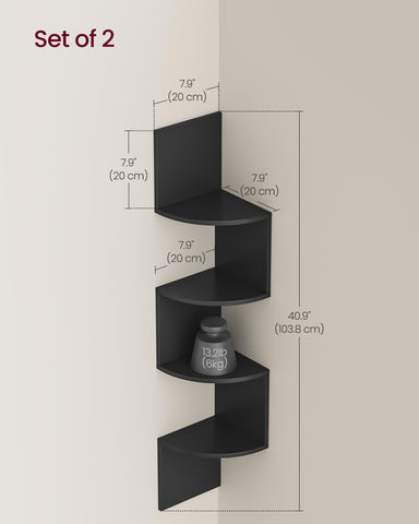 VASAGLE corner shelves ink black durable storage for bathroom essentials