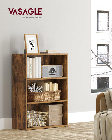 VASAGLE CUSTOS 3-tier adjustable shelves adapt to tall books and decor.