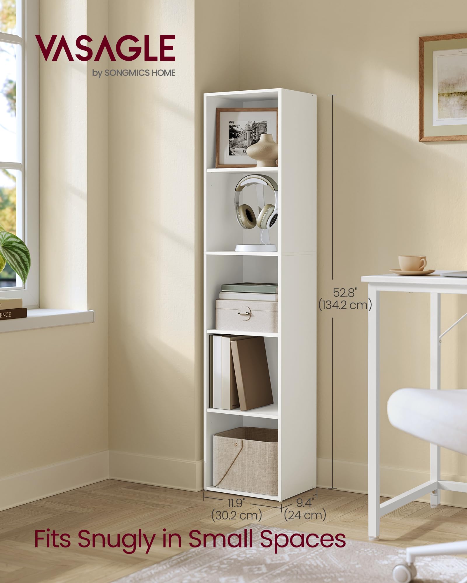 VASAGLE Custos 5-tier adjustable shelves ready for tall books and decor