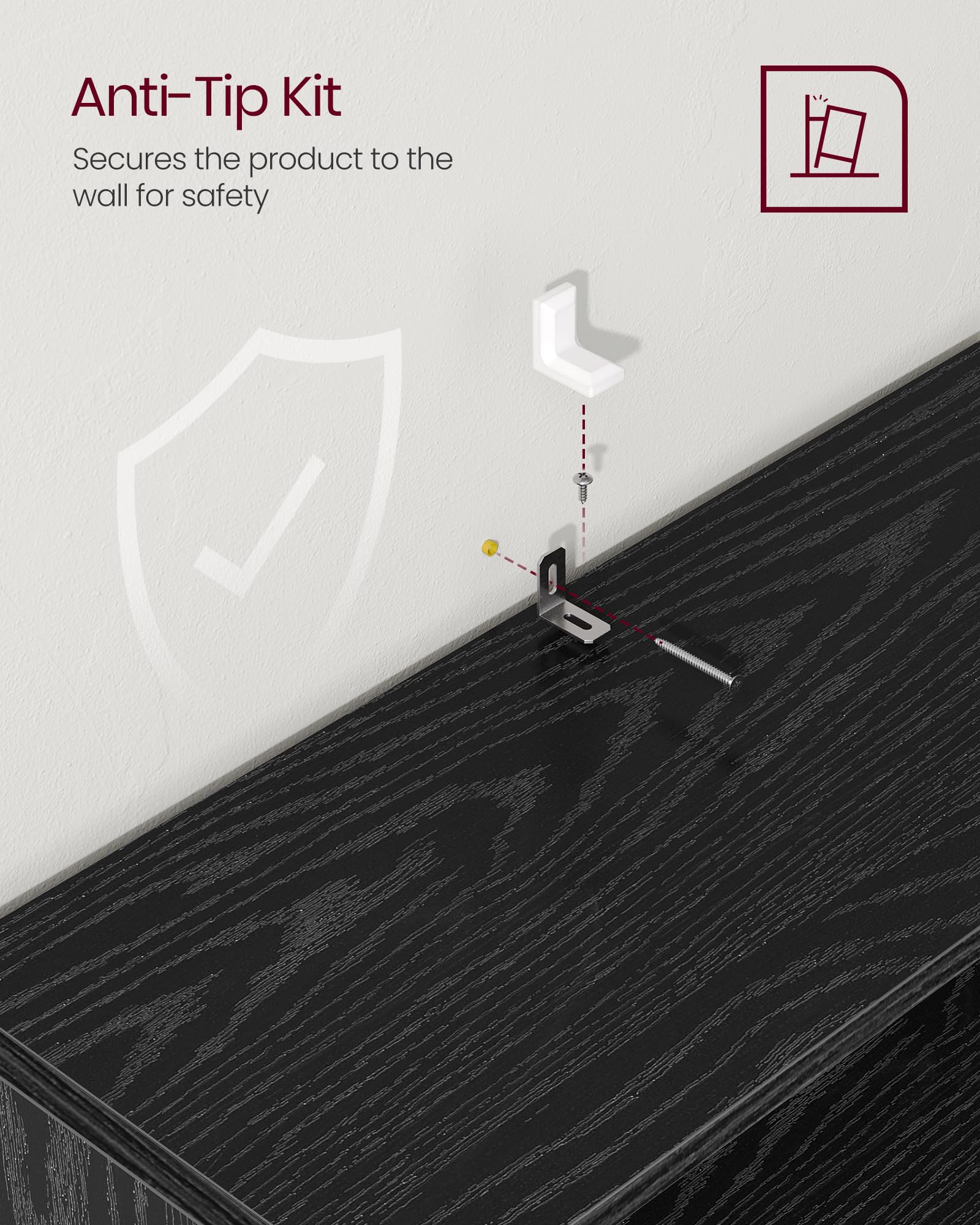 VASAGLE Custos anti-tip kit included for added room safety.