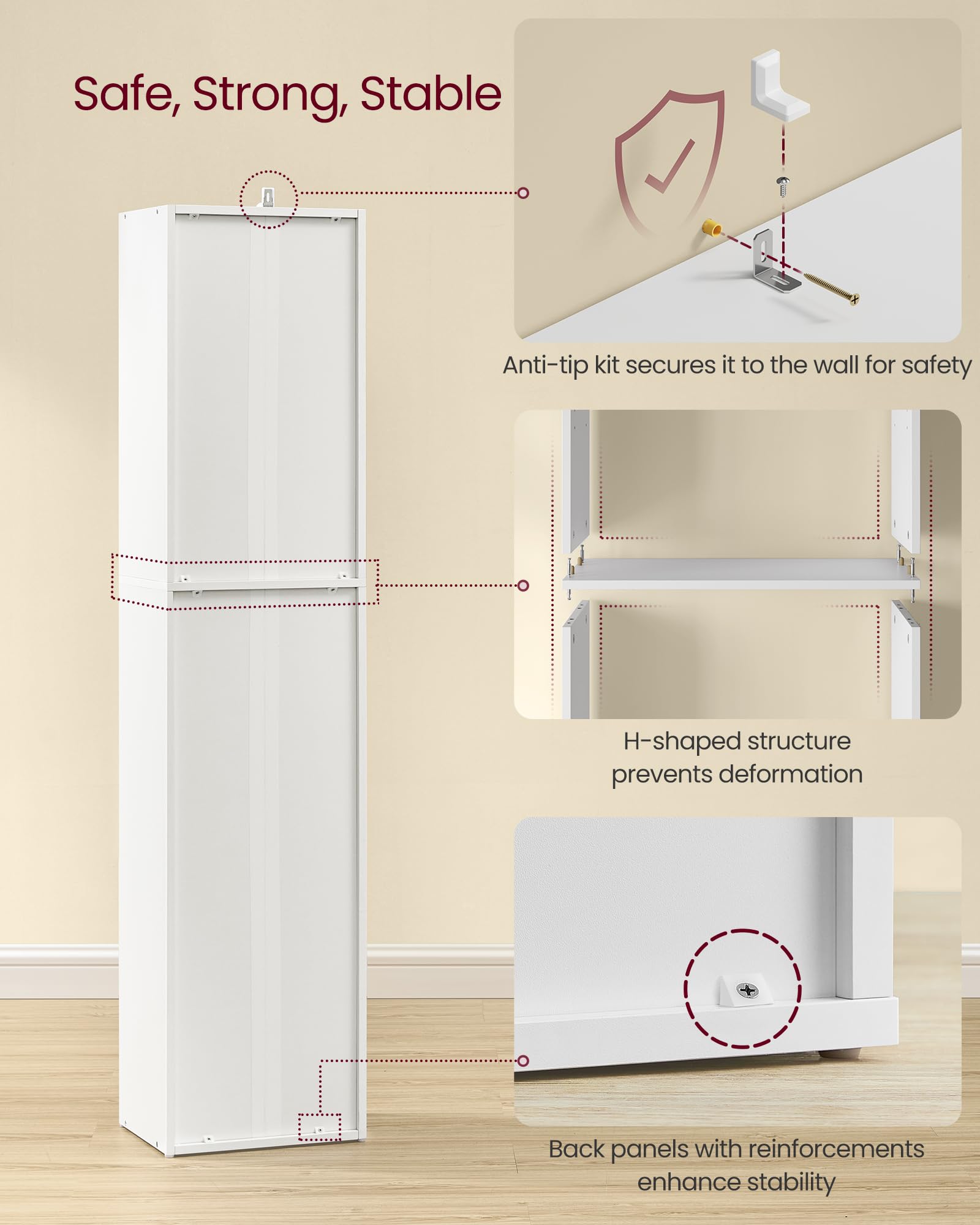 VASAGLE Custos anti-tip safety kit included for stability