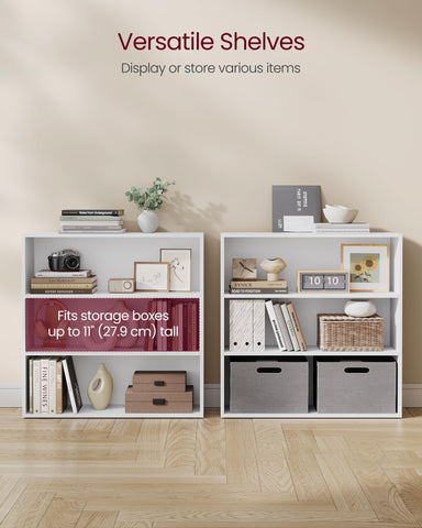 VASAGLE Custos cloud white shelf in living room for plant and photo display.
