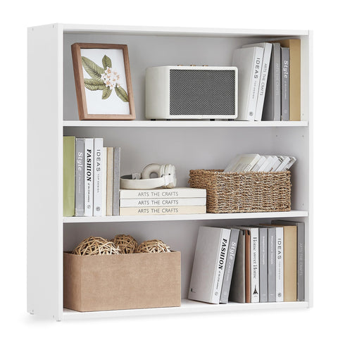 VASAGLE Custos cloud white bookcase front view with open storage for organized living spaces.