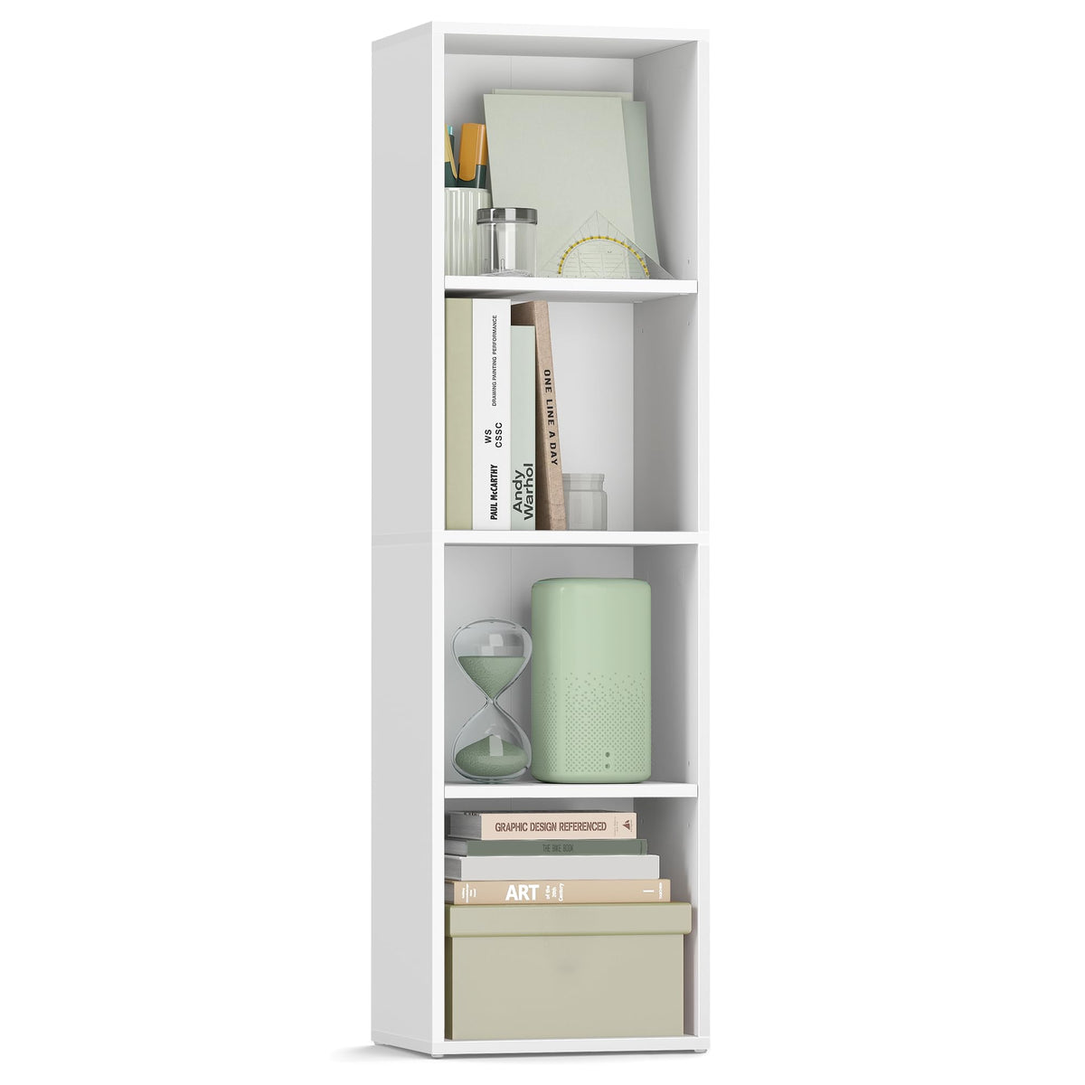 VASAGLE Custos 4-tier bookcase with open compartments for organized display.