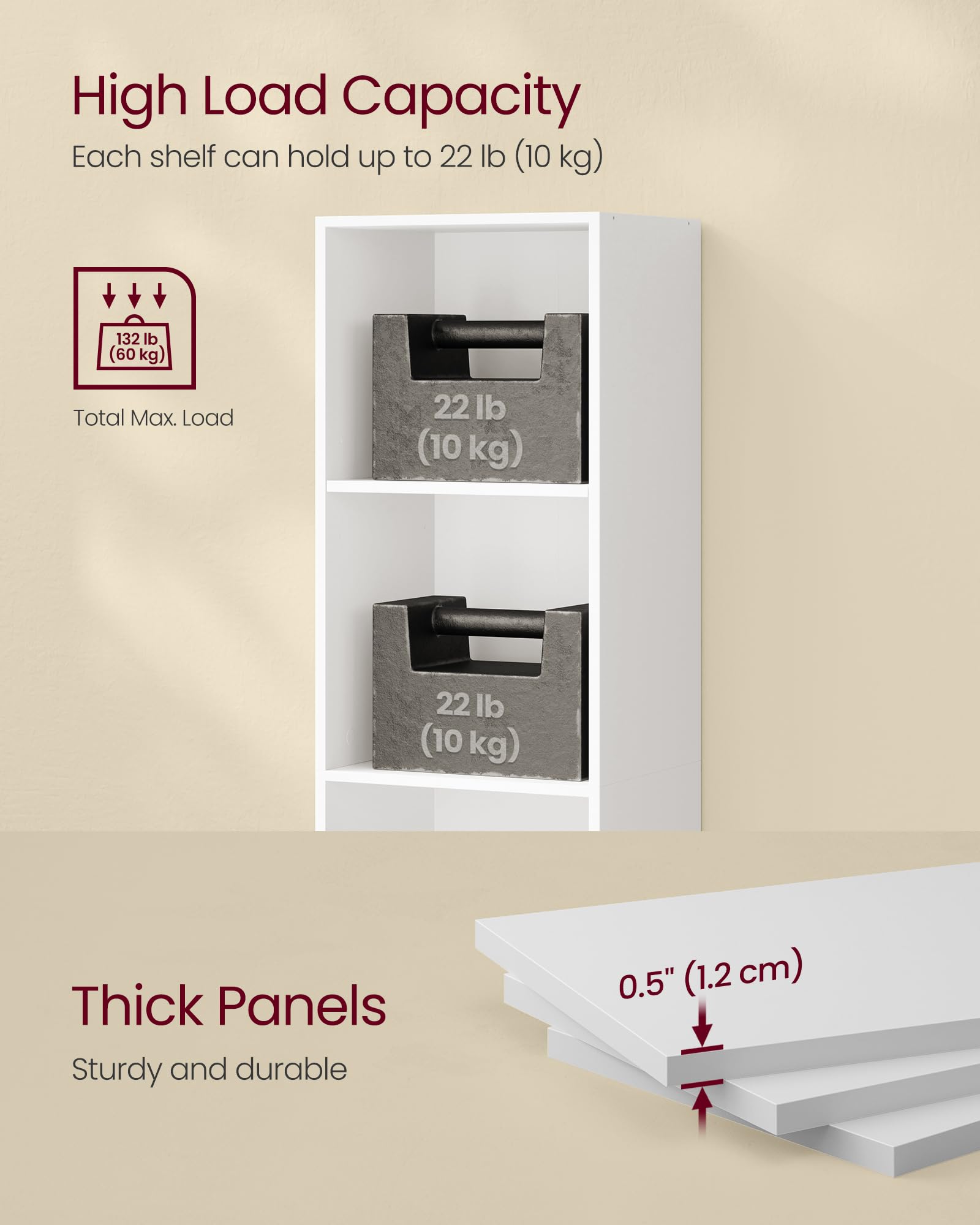 VASAGLE Custos H-shaped back panel adds sturdy support