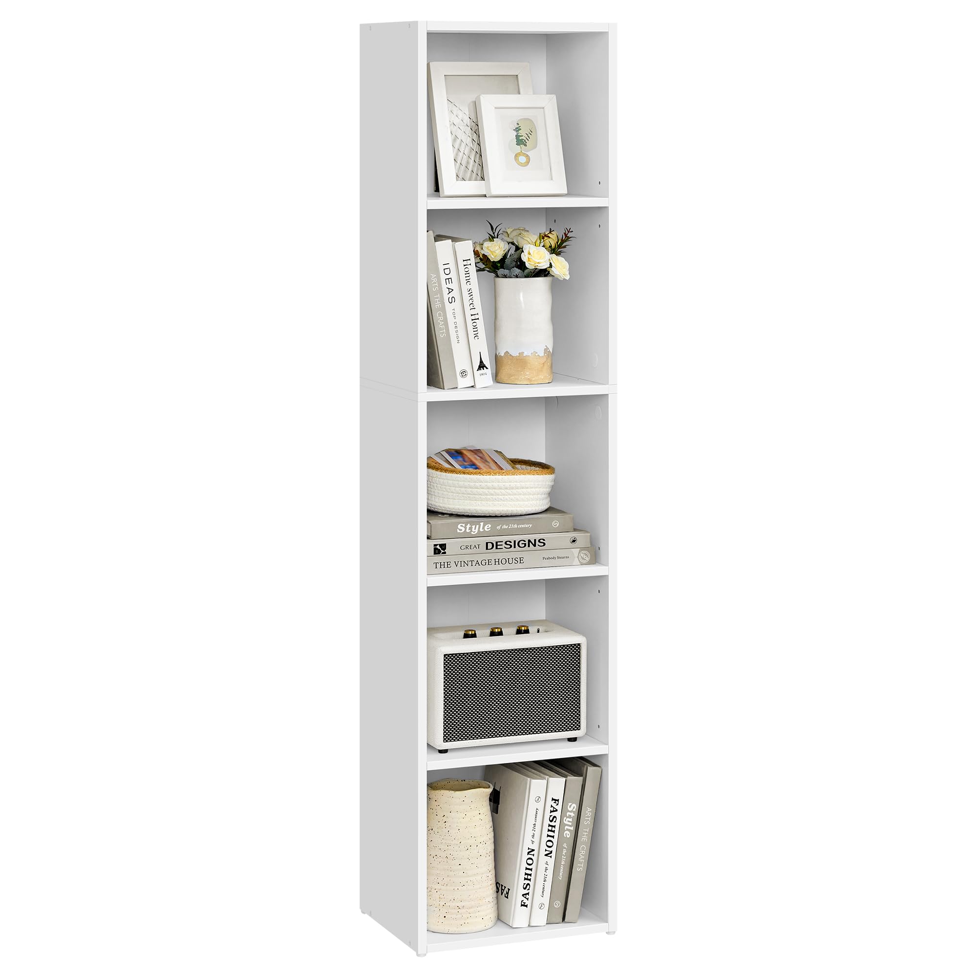 VASAGLE Custos open storage bookshelf showing clean lines in Cloud White