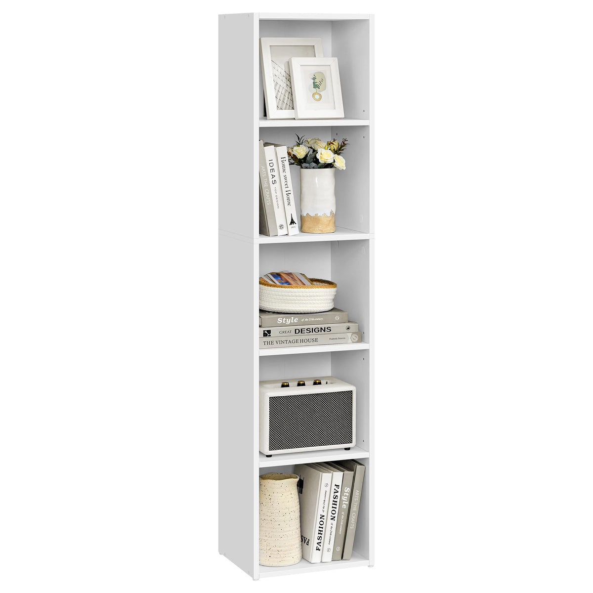 VASAGLE Custos open storage bookshelf showing clean lines in Cloud White