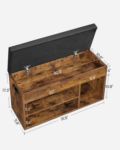 VASAGLE Custos storage bench assembly step visual guide.