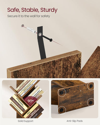 VASAGLE Custos tree bookshelf anti-tip kit installed for added stability.