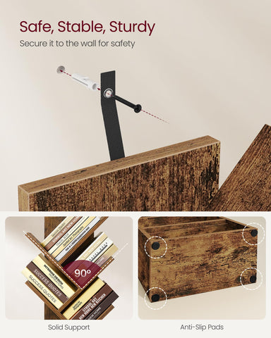 VASAGLE Custos tree bookshelf anti-tip kit adds wall stability.