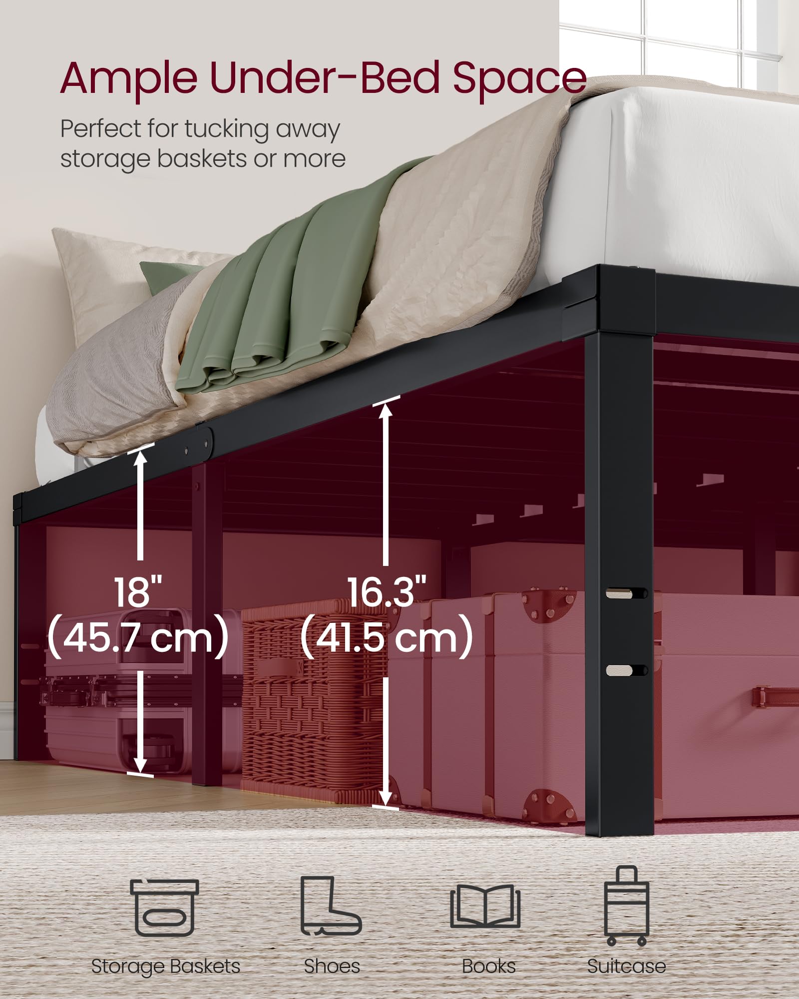 Easy assembly with VASAGLE quick-lock slats and Allen key included.