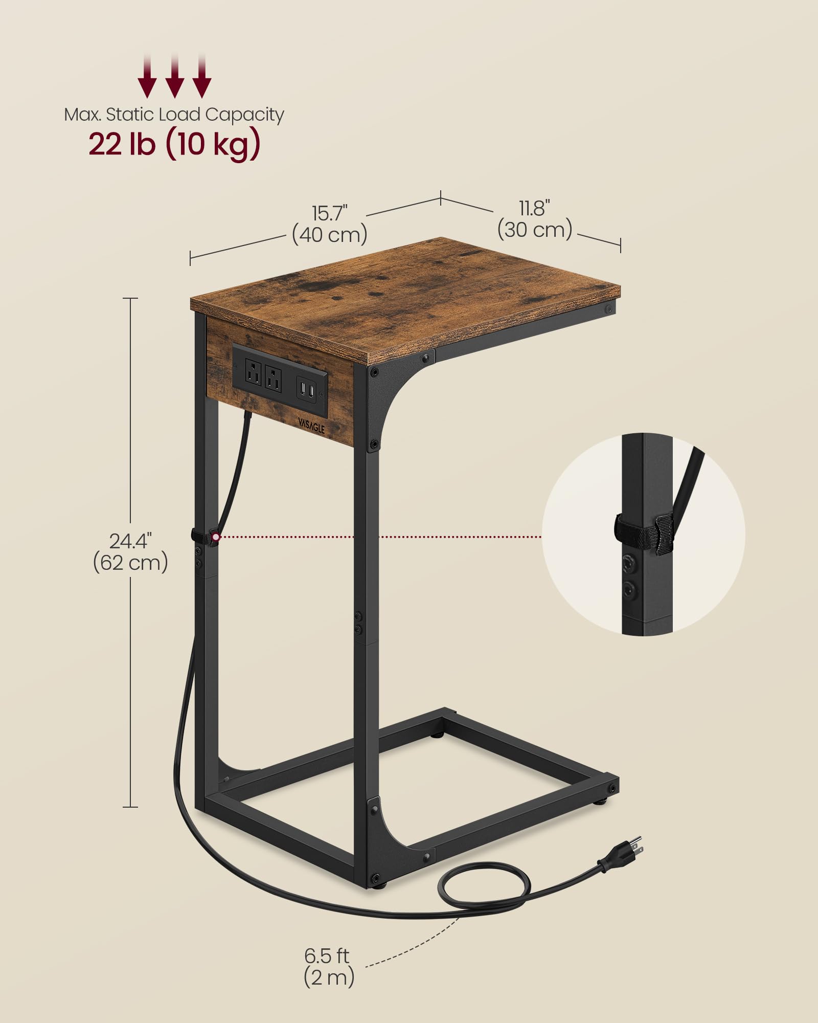 VASAGLE simple assembly sofa table with labeled parts