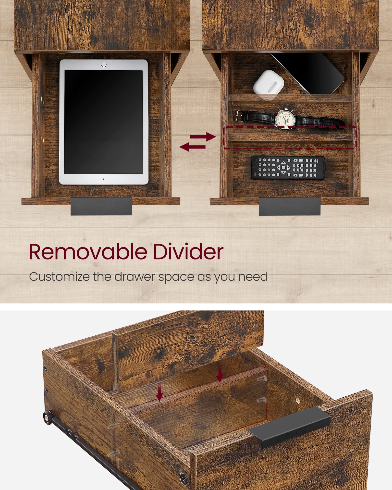 VASAGLE easy-glide drawer slides and handles for smooth daily use
