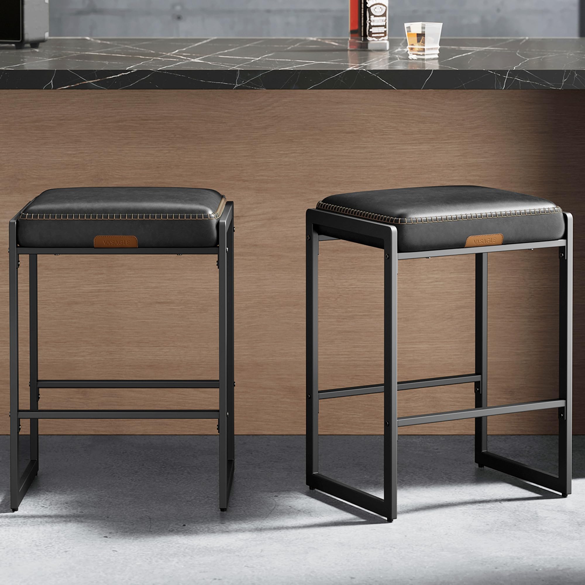 VASAGLE EKHO bar stool ink black seat with plush cushion for comfortable dining